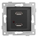 Розетка USB 2-м СП Ugra механизм графит GUSI С11USB2-010