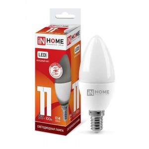 Лампа светодиодная LED-СВЕЧА-VC 11Вт свеча 230В E14 6500К 1050лм IN HOME 4690612024844