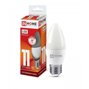 Лампа светодиодная LED-СВЕЧА-VC 11Вт свеча 230В E27 6500К 1050лм IN HOME 4690612024868