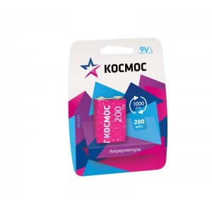 Аккумулятор 6F22 200мА.ч 1BL (блист.1шт) КОСМОС KOCNI-MH6F22(200mAh)