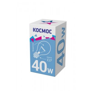 Лампа накаливания 40Вт A50/A55 прозрачная E27 230В КОСМОС LKsmSt55CL40E27v2