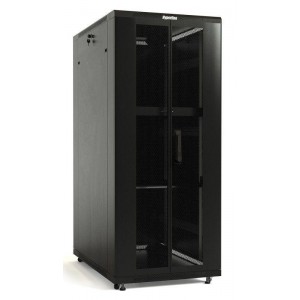 Шкаф напольный TTB-4261-DD-RAL9004 19дюйм 42U 2055х600х1000 перед. и задняя перфор. двери (75проц.) ручка с замком крыша нового типа черн. (RAL 9004) (разобранный) Hyperline 392681