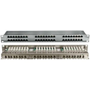 Патч-панель PPHD-19-48-8P8C-C5E-SH-110D высокой плотн. 19дюйм 1U 48 портов RJ-45 полный экран кат.5E Dual IDC Hyperline 420641