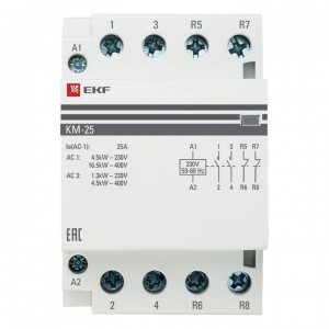 Контактор модульный КМ 25А 2NО+2NC (3 мод.) PROxima EKF km-3-25-22