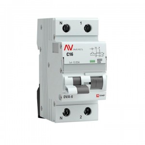Выключатель автоматический дифференциального тока 2п C 16А 30мА тип A 6кА DVA-6 Averes EKF rcbo6-1pn-16C-30-a-av