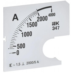 Шкала сменная для амперметра Э47 2000/5А-1.5 72х72мм IEK IPA10D-SC-2000