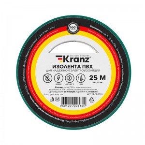 Изолента ПВХ 0.13х19мм 25м зел. Kranz KR-09-2203